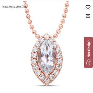 Aquamarine & White Topaz Necklace 10K Rose Gold 15"-18" Adj.